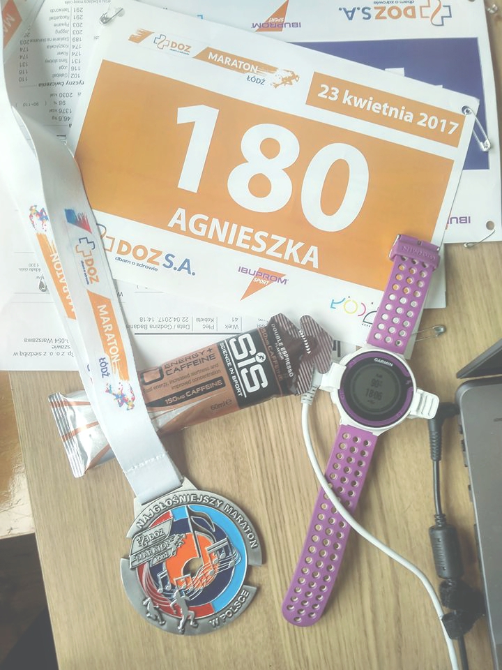 medal maratonu zegarek żel numer startowy